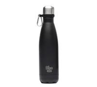 Irisana - Botella de Agua de Acero Inoxidable - 500 ml - Negro - 7 x 7 x 27 cm - Mosquetón - Ideal para Bebidas Calientes y Frías - Colección Bbo