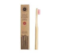 Irisana - Cepillo de Dientes - Rosa - 3 x 16 x 2 cm - Modelo Infantil - Madera de Bambú - Vegano - Cerdas Dobles de Carbón Activo - Con Mango Encerado