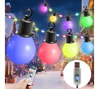 IRISECO 12.5M Luces de Colores para Exterior,Luces de Jardín,100 LED+20 Bombillas,IP65 Luce de Festón Impermeables para Fiesta(12 Modos USB)