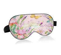 Irises Flowers and Yellow Butterfly Sleep Mask Lightweight Soft Breathable Eye Mask with Adjustable Strap Blackout Eye Mask for Women Men for Travel Night Sleeping