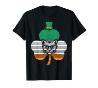 Irish Cat St Patricks Cattricks Shamrock Cat Ireland Flag Camiseta