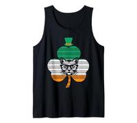 Irish Cat St Patricks Cattricks Shamrock Cat Ireland Flag Camiseta sin Mangas