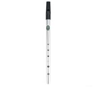 Irish For TiN Silbato en clave C y D, flauta de metal de 6 agujeros para música folclórica, instrumento de viento de madera tradicional, opciones de oro, plata y negro (llave D plateada)