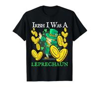 Irish I Was A Leprechaun Día de San Patricio Bebiendo Shots Dab Camiseta gráfica económica, Hombre, Negro, S