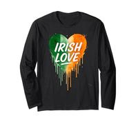 Irish Love Heart St Patrick Day Irlanda Bandera Acuarela Manga Larga