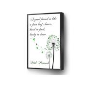 Irish Proverb on Friendship Canvas, A Good Friend is Like a Four Leaf Clover Wall Art Gift(Framed,12x18inch(30x45cm))