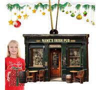 Irish Pub - Ornamento De Madera Pub Irlandés Decorretro Tree Decoration Decoration Pending | Decoración De Bares Y Fiestas Rústicos, Día De San Patricio Colgando Para La Puerta Delantera, Ventana, Esp