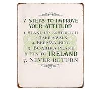Irish Pub Sign 7 Steps To Improve Your Attitude Funny Metal Wall Art for Home Bar Decor 8 X 12 in