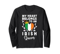 Irish Queen Irish Wife Girlfriend Ireland Flag Manga Larga