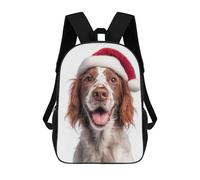 Irish Red And White Setter Dog with Santa Hat Portrait Mochila Escolar Infantil Impresa En 3D Para Niños, Mochilas De Viaje De Alta Capacidad, Bolsas Para Libros, Mochila Escolar Infantil 17inch