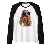 Irish Setter Dog Granny Square Crochet Yarn Crochet Lover Camiseta Manga Raglan