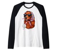 Irish Setter Dog Granny Square Crochet Yarn Crochet Lover Camiseta Manga Raglan