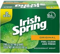 Irish Spring Jabón desodorante original, barras de 3.2 onzas, 2 unidades