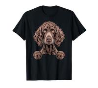 Irish Water Spaniel Divertido Peeking Curly IWS Dog Lover Camiseta
