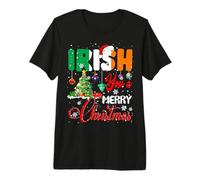 Irish You A Merry Christmas Flag Santa Irish Christmas Tree Camiseta Premium