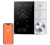 Irishom 2024 Mejorada AI Termostato WiFi Calefacción de Eléctrica, con Aprendizaje Inteligente AI/Control de Aplicaciones/Pantalla táctil Digital LED-Negro y Blanco
