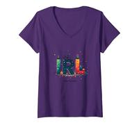 IRL: Entra en la Realidad - Colorida Aventura Urbana Camiseta Cuello V, Mujer, Morado, M