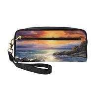 Irlanda - Bolsa de maquillaje para mujer, diseño de atardecer y paisajes marinos, bolsa de viaje para la escuela y la oficina