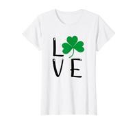 Irlandesa Amor Trébol Verde San Patricio Día Irlanda Camiseta gráfica económica, Mujer, Blanco, L