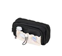 irLocy Bonito estuche estético Kawaii con pines Kawaii, soporte grande para lápices, suministros preparados (negro)