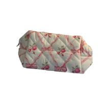 irLocy Coquette Bow Y2K - Bolsa de maquillaje acolchada pequeña con diseño floral, Flor rosa