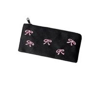 irLocy Coquette - Estuche para lápices con lazo, bonito estuche estético, color negro, estuche grande para bolígrafos, suministros preparados (rosa)