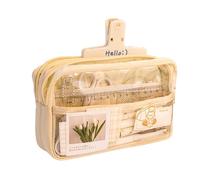 irLocy Estuche para lápices estético, Estuche estético Kawaii Lindo Estuche Transparente Grande, Beige, Bolsa