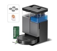 iRobot Roomba Plus 415 Combo y Base AutoWash multifunción, Robot Aspirador y Friegasuelos, 20.000Pa, Mopa Extensible, Mopas DualClean Elevables, Secado Calor, LiDAR Clearview, Autonomía 90 Días,Negro