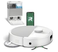 iRobot Roomba Plus 505 Combo con Base AutoWash multifunción y autolimpiable, mopas DualClean con PerfectEdge, PrecisionVision IA, Clearview Pro LiDAR, Secado Aire Caliente mopas, 75 días autovaciado