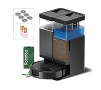 iRobot Roomba Plus 576 Combo y Base AutoWash multifunción, 25KPa, Mopas DualClean PerfectEdge, Lavado/Secado Calor, IA, PrecisionVision, Clearview Pro LiDAR, 90 días autonomía,Accesorios Extra, Negro