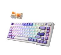 iRocks K103R Teclado inalámbrico recargable RGB 75% mecánico para juegos, interruptores prelubricados intercambiables en caliente, 81 teclas PBT, montaje de junta, cable desmontable USB-C (morado