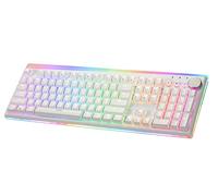 iRocks K71R Teclado mecánico inalámbrico RGB para juegos, interruptores Gateron marrón, PBT 107 teclas NKRO, retroiluminación RGB, teclado profesional para juegos y trabajo, interfaz dual inalámbrica