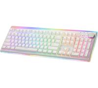 iRocks K71R - Teclado mecánico inalámbrico RGB para juegos, interruptores Gateron marrón, PBT 107 teclas NKRO, retroiluminación RGB, teclado profesional para juegos, doble inalámbrico/con cable,