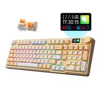 iRocks K85R Teclado mecánico inalámbrico recargable RGB retroiluminado para juegos con pantalla LCD, interruptores prelubricados intercambiables en caliente, 98 teclas PBT, cable desmontable USB-C