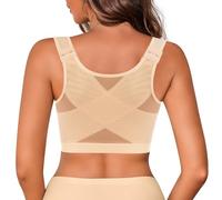 IROCUE Sujetador Corrector de Postura con Cierre Frontal, Soporte para la Espalda, cómodo, sin Forro, Brasier de Cobertura Completa con Cubiertas para pezones, Desnudo/, X-Large