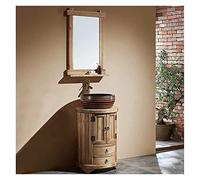 IROEJT Lavabo de baño Independiente - Estilo Retro con Espejo, Ideal para la decoración del baño del Hotel y del hogar, Color Madera con Espejo