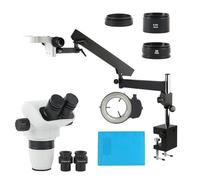 IROEJT Microscopio de observación 3,35X 6,7X 45X 90X Microscopio estereoscópico Binocular parfocal con Brazo articulado Abrazadera de Foco Soporte de Pilar Columna B 25MM