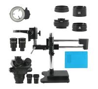 IROEJT Microscopio de observación 3,5X-200X, microscopio estereoscópico parfocal trinocular con Zoom Continuo de 0,7X-5X, Soporte Universal de Brazo Doble, Ocular de 20X