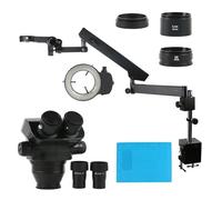 IROEJT Microscopio de observación con Zoom 3,5X-100X, microscopio estereoscópico Binocular WF10X/22MM, Ocular, Brazo articulado multifunción, Abrazadera de Foco, Columna de 25MM