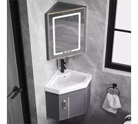 IROEJT Mueble de baño de Esquina con Lavabo y Espejo LED, Mueble de baño de Esquina con Lavabo, Mueble de baño pequeño de Pared, Juego de tocador para Espacios pequeños, tamaño 48 cm/19 Pulgadas.