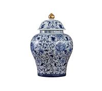 IROEJT Tarro de Jengibre esmaltado de cerámica Jingdezhen con Tapa, jarrón de Porcelana Azul y Blanca, Tarro de Almacenamiento, Recipiente hermético Chino Vintage，6.3x9.4in