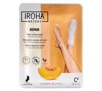 IROHA NATURE-Calcetines Mascarilla Reparadores Melocotón Manteca Karité| Hidratación Profunda y Reparación Instantánea|Pies Secos y Agrietados|Efecto flash, Naturales y 100% Vegano|Resultados Probados