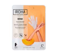 Iroha Nature - Guantes Mascarilla Reparadores | Melocotón y Manteca de Karité | Hidratación y Reparación para Manos Dañadas y Agrietadas | Vegano y 93% Ingredientes Naturales | Sachet 20ml 2 Uds