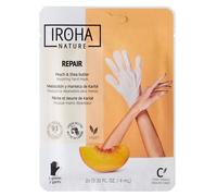 Iroha Nature - Guantes Mascarilla Reparadores | Melocotón y Manteca de Karité | Hidratación y Reparación para Manos Dañadas y Agrietadas | Vegano y 93% Ingredientes Naturales | Sachet 20ml 2 Uds