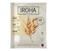 IROHA NATURE - Mascarilla avena piel sensible | 1 unidad | Ácido hialurónico, 98% origen natural, pepino, cica, vegana, tejido compostable