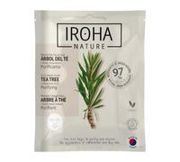 IROHA NATURE - Mascarilla facial árbol del té piel grasa | 20 ml | ácido hialurónico, formato en hoja, sin alcohol, sin perfume, uso facial