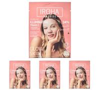 Iroha Nature - Mascarilla Facial Iluminadora e Hidratante con Vitamina C Pura y Ácido Hialurónico | Ilumina e Hidrata | Resultados Instantáneos en 15 Minutos | 100% Biodegradable (Paquete de 4)