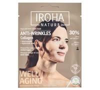 Iroha Nature - Mascarilla Facial y Cuello Tisú Antiedad con Colágeno | Reafirma y Previene Arrugas y Líneas de Expresión | Resultados en 15 Minutos | 96% Ingredientes Naturales | Ideal Pieles Maduras