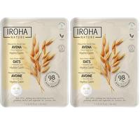 IROHA NATURE - Mascarilla Hidratante Calmante Avena | Cosmética Coreana para Piel Sensible | Hidratación Profunda y Confort | Vegana y 100% Biodegradable (Paquete de 2)