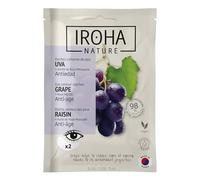 IROHA NATURE - Parches ojos uva firmeza | 1 unidad | Rosa mosqueta, ácido hialurónico, 98% origen natural, piel sensible, Made in Korea
